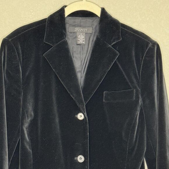The Limited Blazer Womens Small Black Stretch Velvet Jacket Lined ButtonClassic - Picture 4 of 6